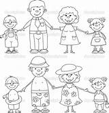 Family Coloring Members Pages Holding Hands Happy Kids Template Stock Printable Worksheets Drawings Drawing Vector Illustration Sketch Colouring Virinaflora Depositphotos sketch template