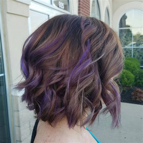 subtle purple  light brown hair purple highlights brown hair purple hair streaks hair