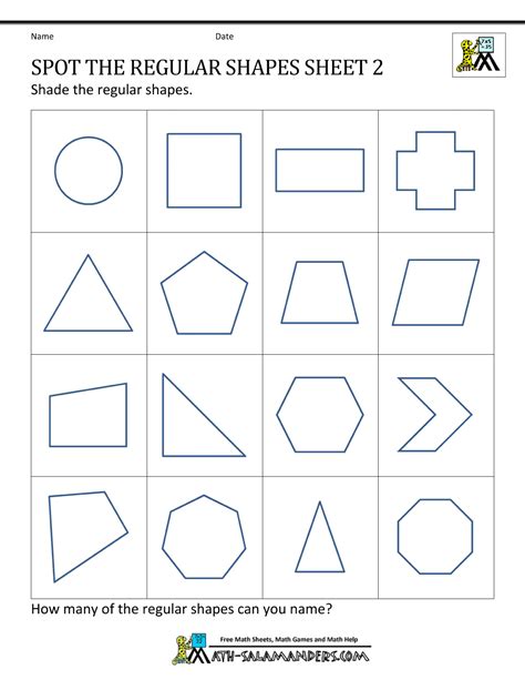 grade regular  irregular polygons worksheet identifying regular