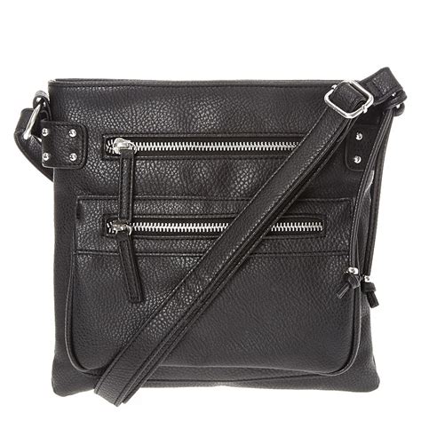 black faux leather crossbody bag claires