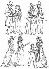 Clothing 1800 1770 Revolution Fashion 1790 France Coloring English Pages 1795 Dress Historical Americanrevolution Colouring Fashions Ladies Women Century During sketch template