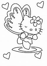 Kitty Hello Coloring Pages Angel Color Kids Girlie Straight Line Cartoons Colouring Characters Colors Team Printable Bookmark Template Book Hallo sketch template