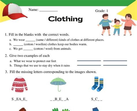 wear clothes  class  worksheet