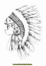 Coloring Headdress Native sketch template