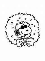 Snoopy Peanuts Christmas Coloring Xmas Drawing Activity Book Pages Charlie Brown Kleurplaten Paradijs Joe Cool Wreath Afkomstig Van Getdrawings sketch template