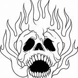 Skull Coloring Pages Flaming Drawing Skulls Flames Graffiti Evil Skeleton Sugar Animal Advanced Printable Pdf Print Color Getcolorings Fire Clipartmag sketch template