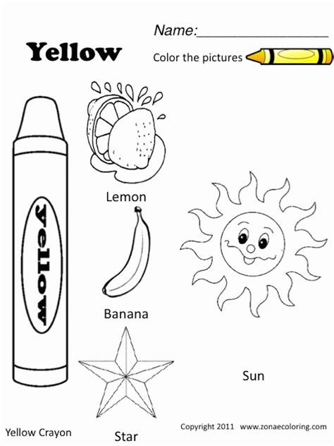 color yellow coloring pages