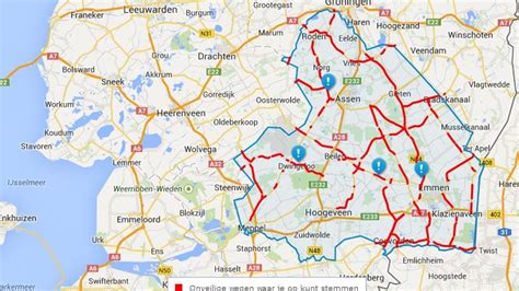 anwb brengt onveilige wegen  kaart rtv drenthe