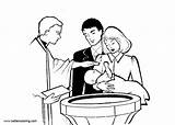 Baptism Coloring Pages Baby Yound Couple Their Kids Printable sketch template