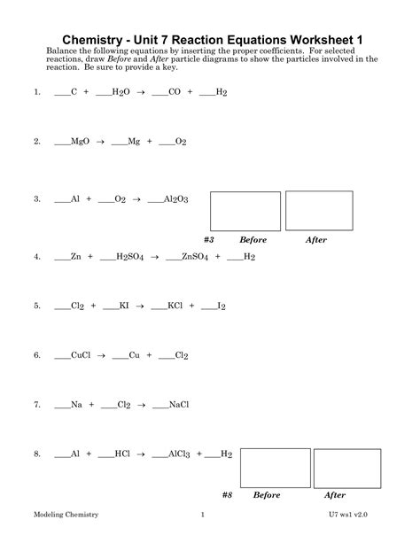 chemistry unit  reaction equations worksheet  pages  db excelcom