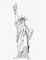 Statue Liberty Coloring Pages Drawing Printable Kids Drawings Outline Print Clipart Easy Usa Sheets Pencil York Sketches Beautiful Landmarks Color sketch template