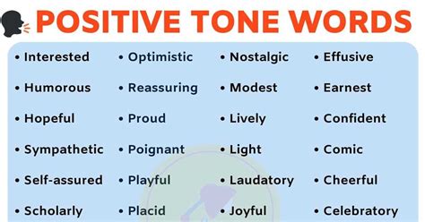 list  tone words  positive tone words  describe tone  english  english tutors