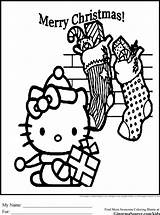 Coloring Pages Christmas Kitty Hello Colouring sketch template