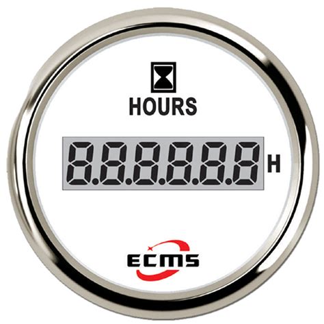 ecms digital hourmeter white chrome   mm boat marine  hour meter