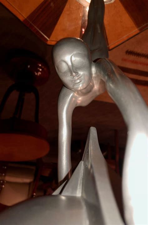 frankart statue lamp nude silver original pristine 10 inch crackle glass globe statues art
