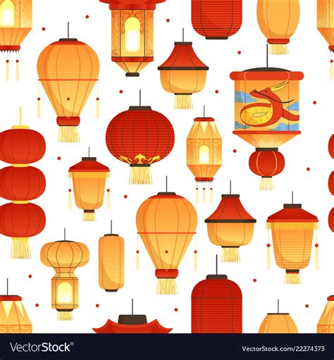china lanterns pattern asian traditional  year vector image
