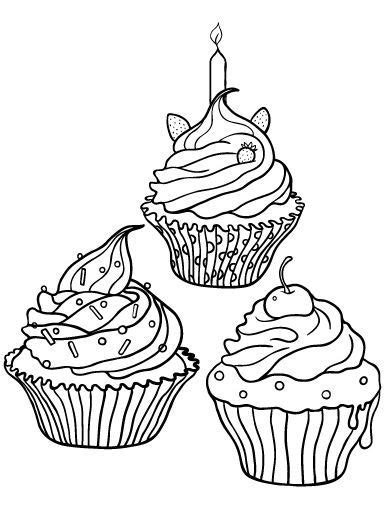 outlines cupcakes images  pinterest coloring books