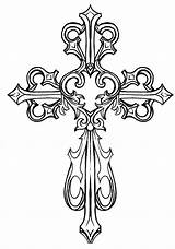 Cross Coloring Pages Drawing Clipart Choose Board Ornate Sheets Domain Old sketch template
