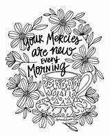 Coloring Pages Lamentations Bible Adult Tea Printable Canvas Mercies Verse Sheets Adults Coffee Color Cup Words Scripture Books Every Canvasondemand sketch template