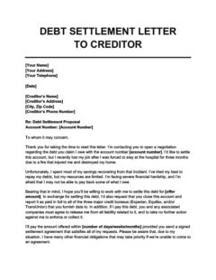 account settlement letter sample  debt settlement letter templates