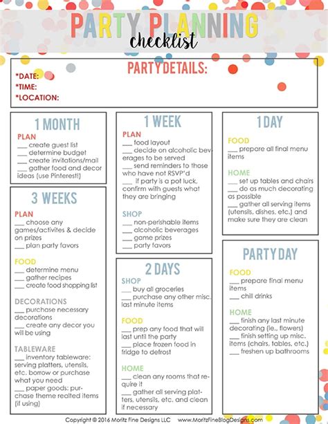 party planning    printable party planning checklist summer