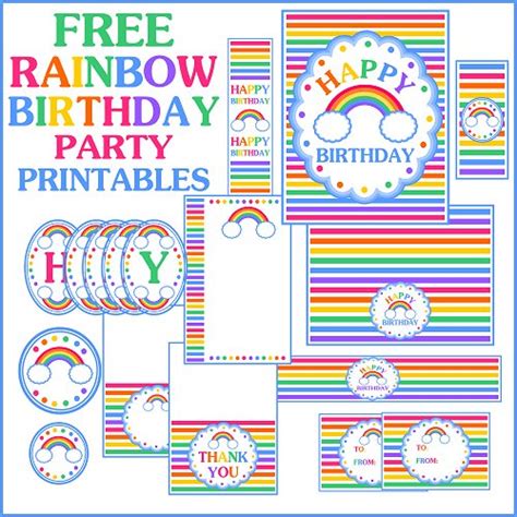 rainbow birthday printables catch  party