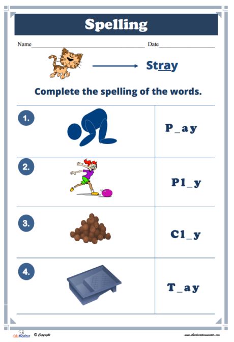 printable spelling worksheets edumonitor