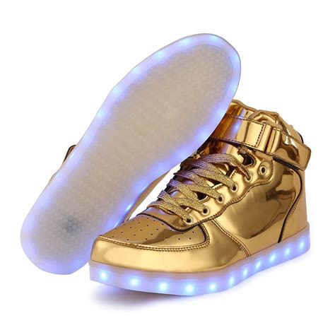 led shoes men gold high top remote