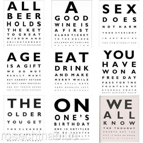 Funny Humour Birthday Greeting Card Eye Test Chart Optician At Your Age
