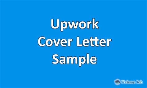 upwork cover letter samples proposal template  webson job