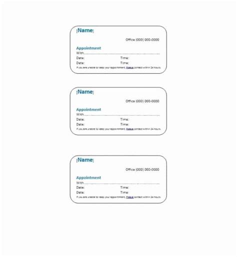 printable appointment reminder cards awesome  appointment cards