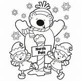 Coloring Pages Christmas Kids Pole North Printable Santa Fun Sheets Reindeer Bear Polar Scene Recipes Book Letters sketch template
