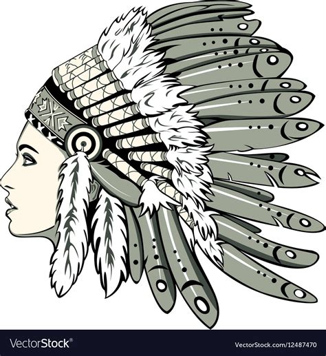 girl  indian headdress royalty  vector image