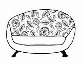 Vintage Coloring Couch Coloringcrew Room Stool Dibujo Pages Living sketch template