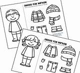 Preschool Winter Clothes Cut Paste Boy Activities Girl Kids Color Worksheet Dress Worksheets Weather Crafts Kindergarten Onto Printables Coloring Clothing sketch template