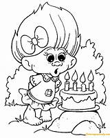 Birthday Troll Pages Coloring Color sketch template