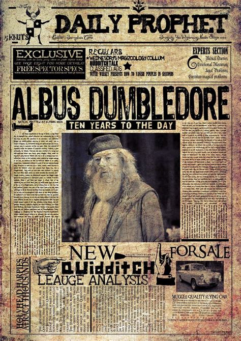 harry potter  daily prophet newspaper albus dumbledore poster     ebay