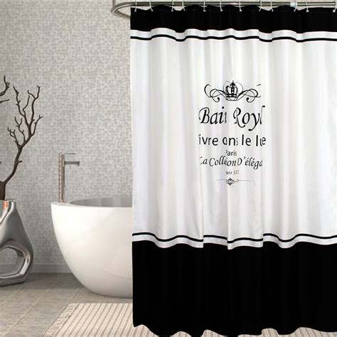 simple black white waterproof mildewproof shower curtain home bathroom curtains   hooks