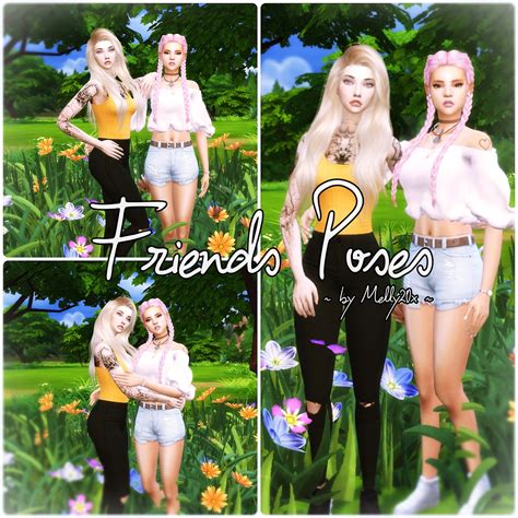 sims  ccs   friends poses  melly sims