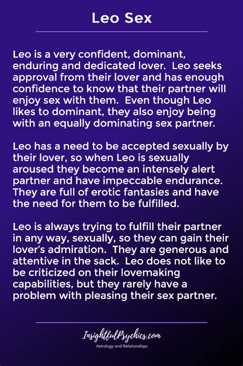 Leo Sex Life The Good The Bad The Hot