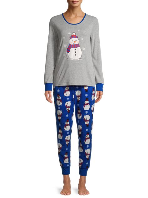 matching family christmas pajamas womens  womens  size snowman  piece set walmartcom