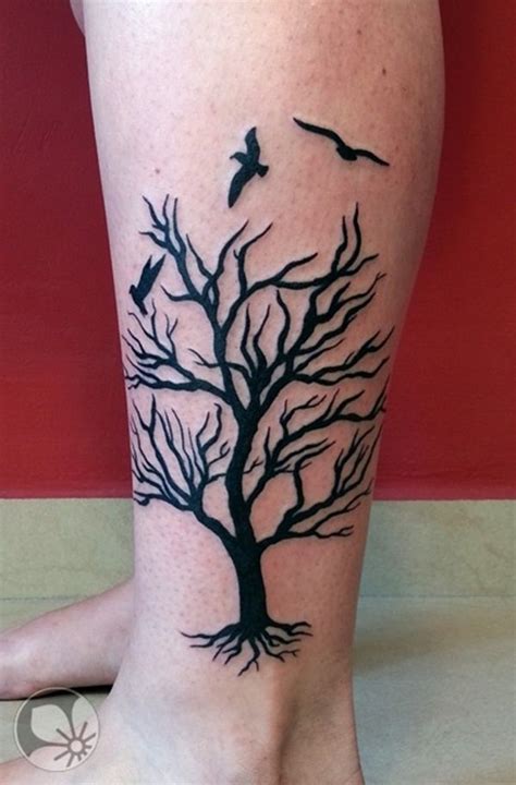 Appealing Black Dead Tree Tattoo Foot Tattoos Life Tattoos New