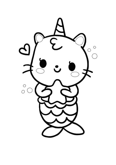 kitty cat mermaid coloring page coloring pages