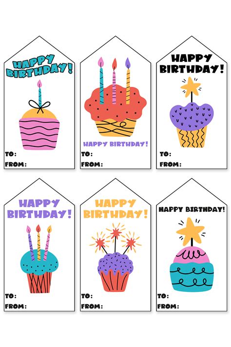 birthday tags printable set cupcakes mom envy