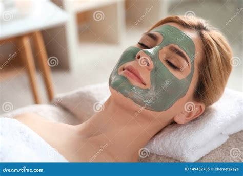 Beautiful Woman With Mask On Face Relaxing Stock Image Image Of Clean