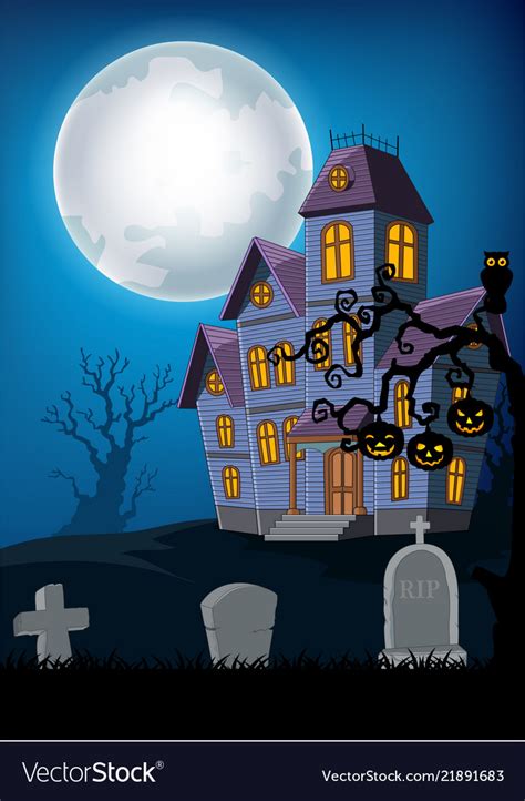 cartoon haunted house  halloween background vector image