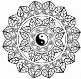 Mandala Yang Yin Coloring Mandalas Pages Adult sketch template