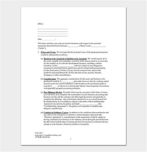 sample letter  intent  sell property