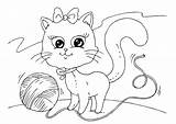 Coloring Cat Wool Large Pages Edupics sketch template