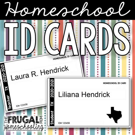 homeschool id cards  student  teacher  state  year